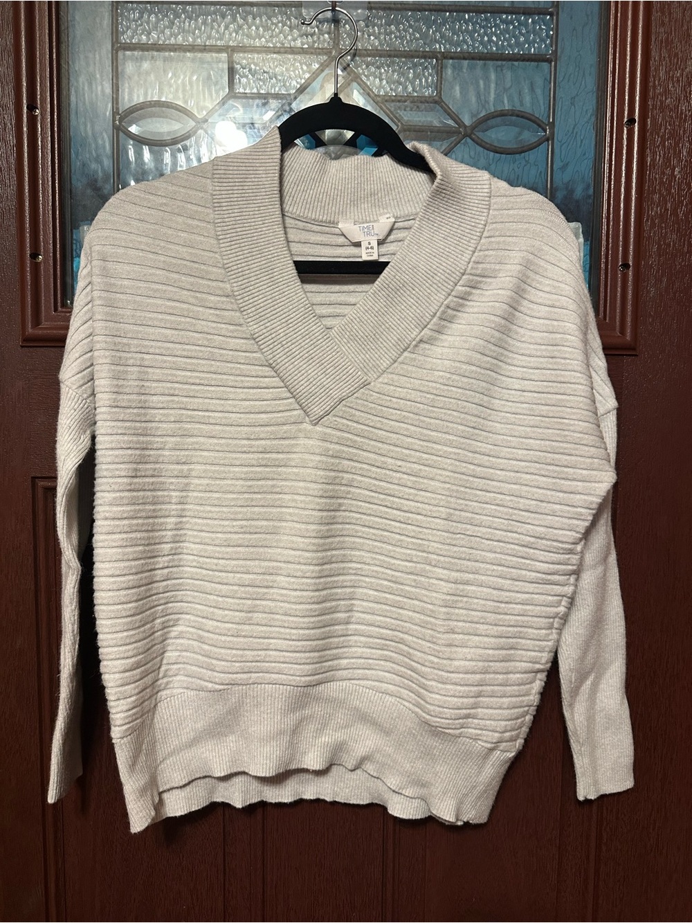 Vince Ribbed V-Neck Sweater in Light Baby Blue
